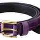 Dolce & Gabbana Elegant Purple Crocodile Leather Belt with Gold Buckle