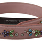 Dolce & Gabbana Pink Crystal Leather Shoulder Strap Accessory