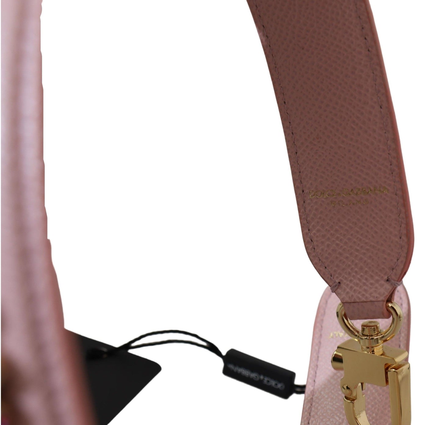 Dolce & Gabbana Pink Crystal Leather Shoulder Strap Accessory