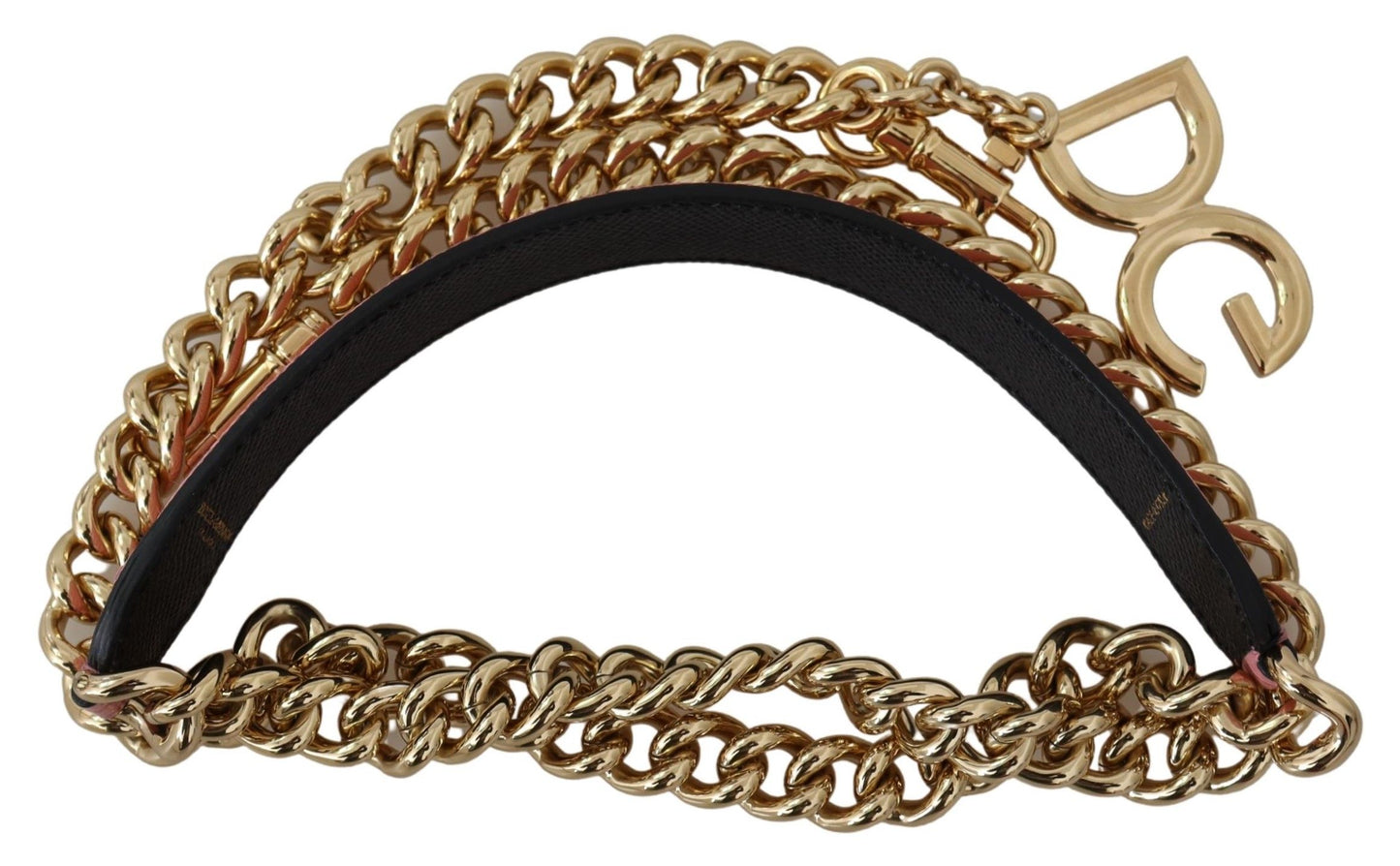 Dolce & Gabbana Chic Pink and Gold Leather Chain Strap Accessory