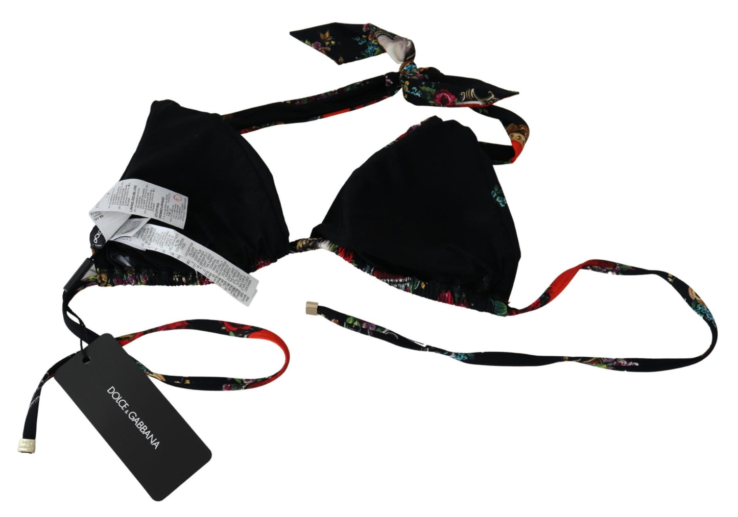 Dolce & Gabbana Chic Heart Print Bikini Top - Black Elegance