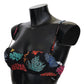 Dolce & Gabbana Elegant Black Bikini Top with Coral Print