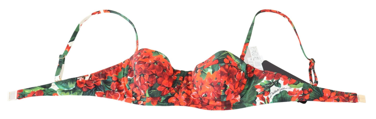 Dolce & Gabbana Floral Elegance Red Bikini Top