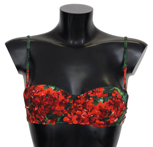 Dolce & Gabbana Floral Elegance Red Bikini Top