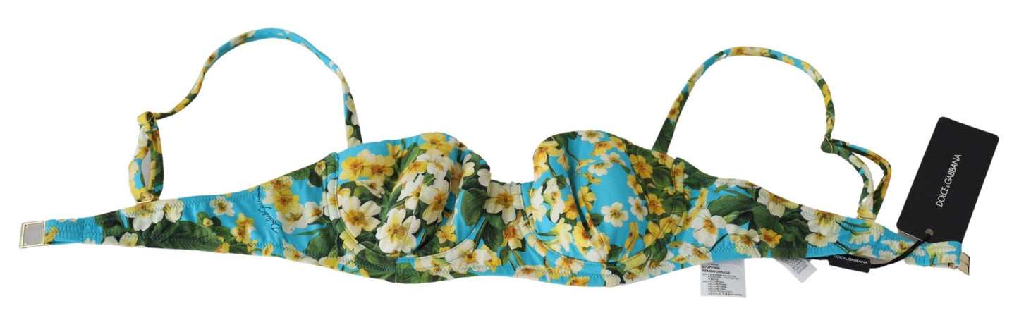 Dolce & Gabbana Chic Light Blue Floral Bikini Top