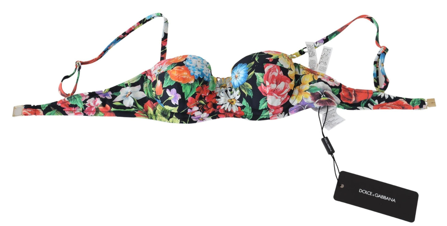 Dolce & Gabbana Elegant Floral Print Bikini Top