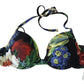 Dolce & Gabbana Chic Black Floral Bikini Top with Tie Neck