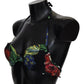 Dolce & Gabbana Chic Black Floral Bikini Top with Tie Neck