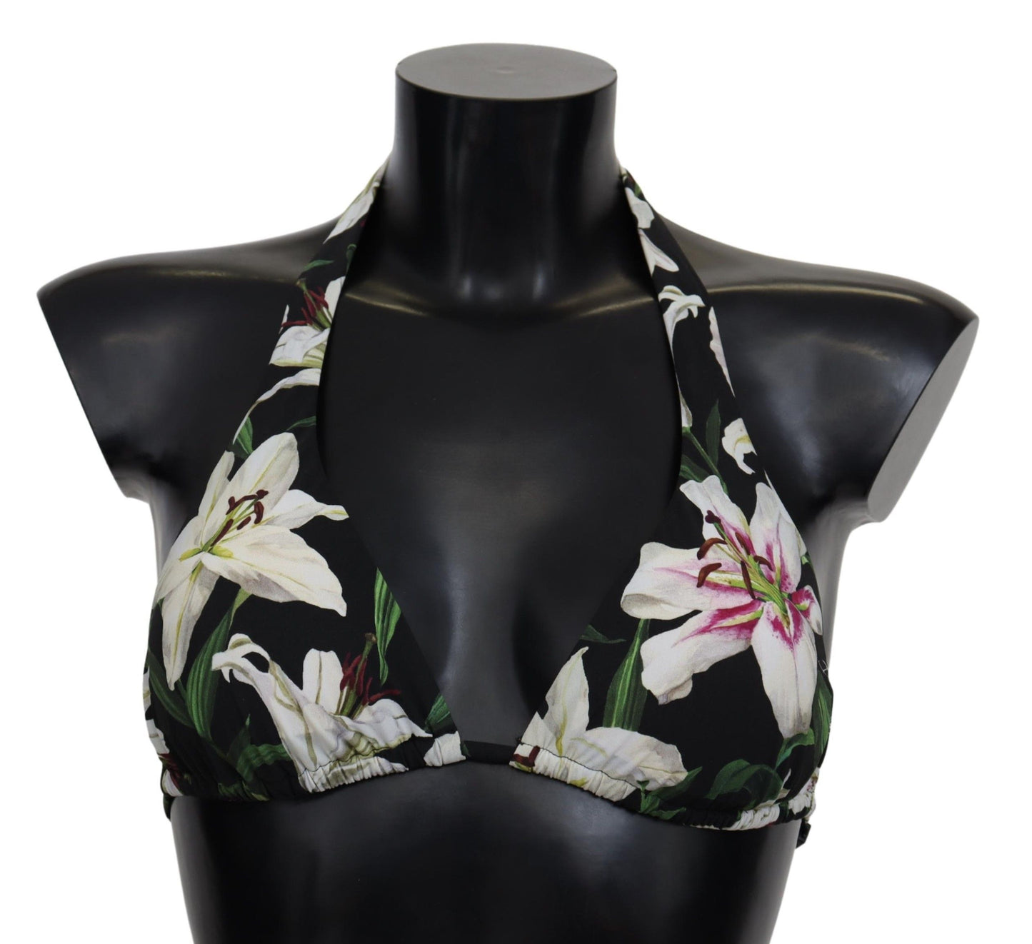 Dolce & Gabbana Elegant Lilies Print Bikini Top for Summer Escapes