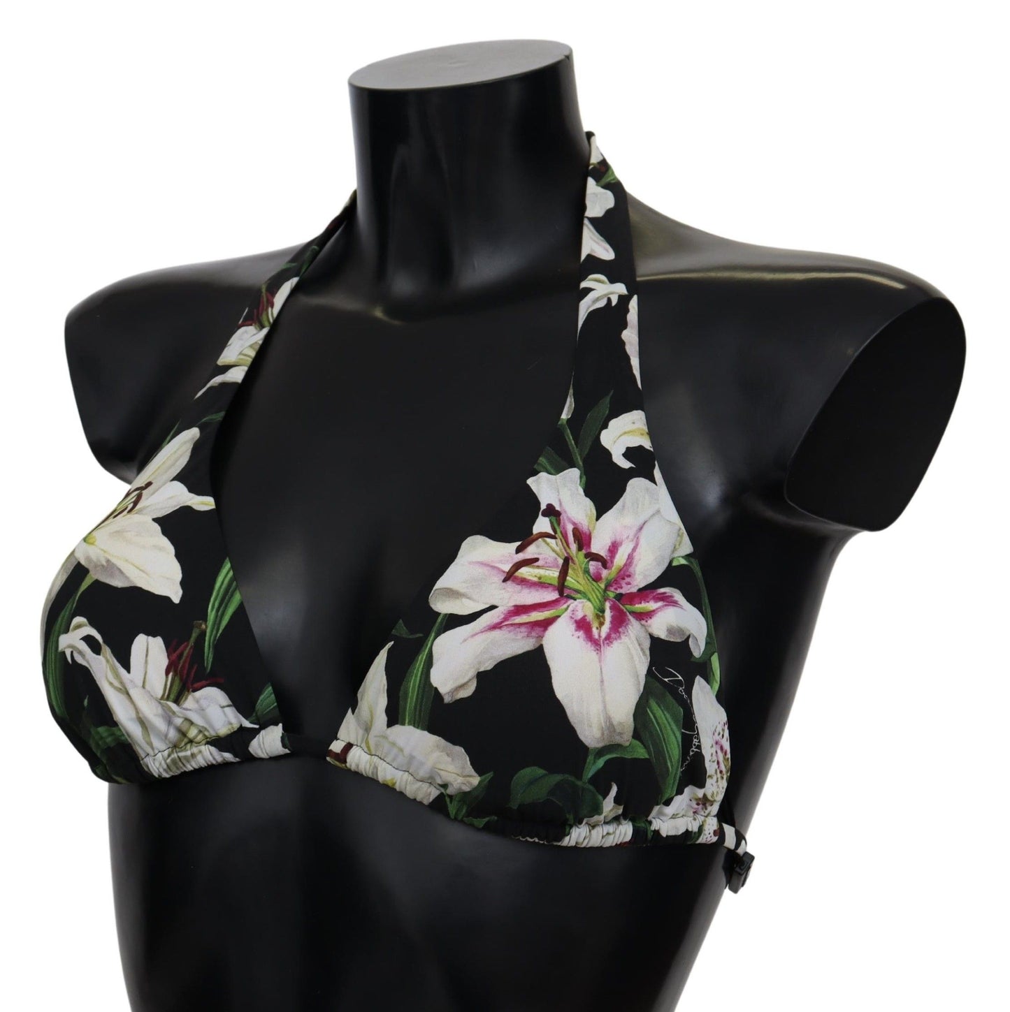 Dolce & Gabbana Elegant Lilies Print Bikini Top for Summer Escapes