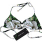 Dolce & Gabbana Floral Print Bikini Top with Logo Clasp