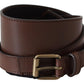 PLEIN SUD Elegant Rustic Gold-Tone Leather Belt