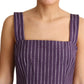 Dolce & Gabbana Elegant Sleeveless A-Line Purple Stripe Dress