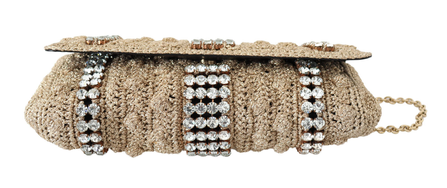 Dolce & Gabbana Exquisite Beige Crossbody Bag with Crystals