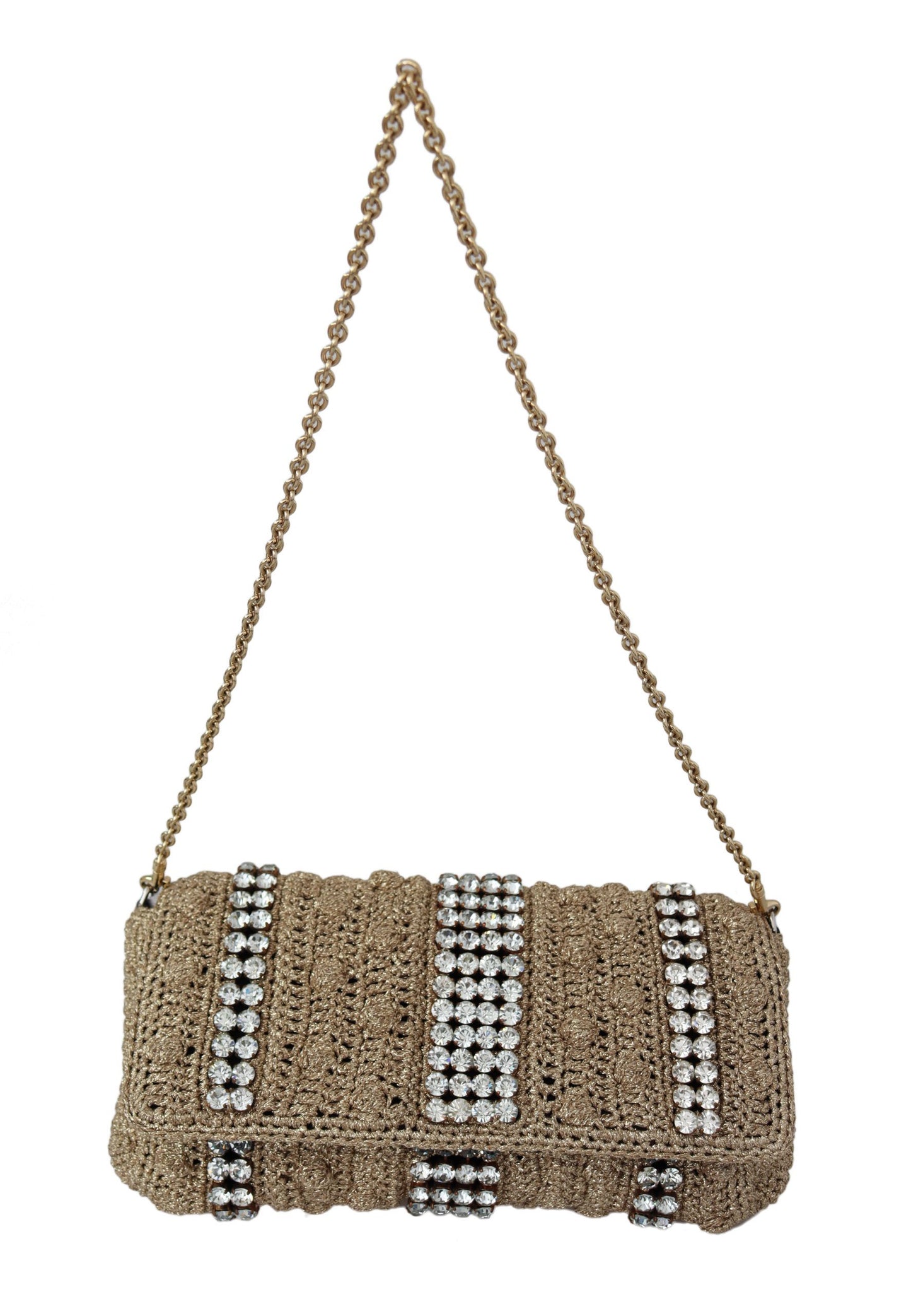 Dolce & Gabbana Exquisite Beige Crossbody Bag with Crystals