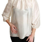 Dolce & Gabbana Elegant Silk Long Sleeve Cream Blouse