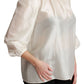 Dolce & Gabbana Elegant Silk Long Sleeve Cream Blouse