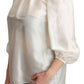 Dolce & Gabbana Elegant Silk Long Sleeve Cream Blouse