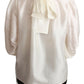 Dolce & Gabbana Elegant Silk Long Sleeve Cream Blouse