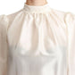 Dolce & Gabbana Elegant Silk Long Sleeve Cream Blouse