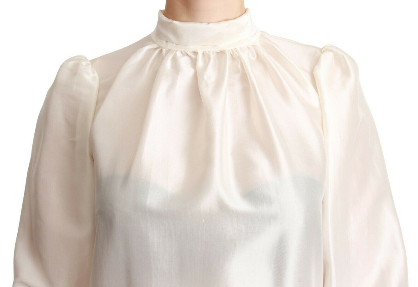 Dolce & Gabbana Elegant Silk Long Sleeve Cream Blouse