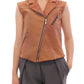 La Maison du Couturier Sleeveless Leather Couture Vest in Rich Brown