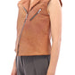 La Maison du Couturier Sleeveless Leather Couture Vest in Rich Brown