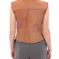 La Maison du Couturier Sleeveless Leather Couture Vest in Rich Brown