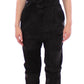 La Maison du Couturier Elegant Black Leather Jumpsuit with Waist Strap