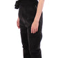 La Maison du Couturier Elegant Black Leather Jumpsuit with Waist Strap