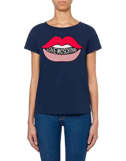 Love Moschino Navy Blue Cotton Women T-Shirt