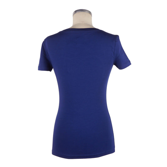 Love Moschino Chic Blue Designer Tee with Brand Emblem