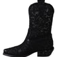 Dolce & Gabbana Elegant Viscose Leather Ankle Boots with Crystals