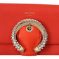 Jimmy Choo Elegant Orange Leather Shoulder Bag with Crystal Buckle