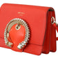 Jimmy Choo Elegant Orange Leather Shoulder Bag with Crystal Buckle