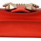 Jimmy Choo Elegant Orange Leather Shoulder Bag with Crystal Buckle