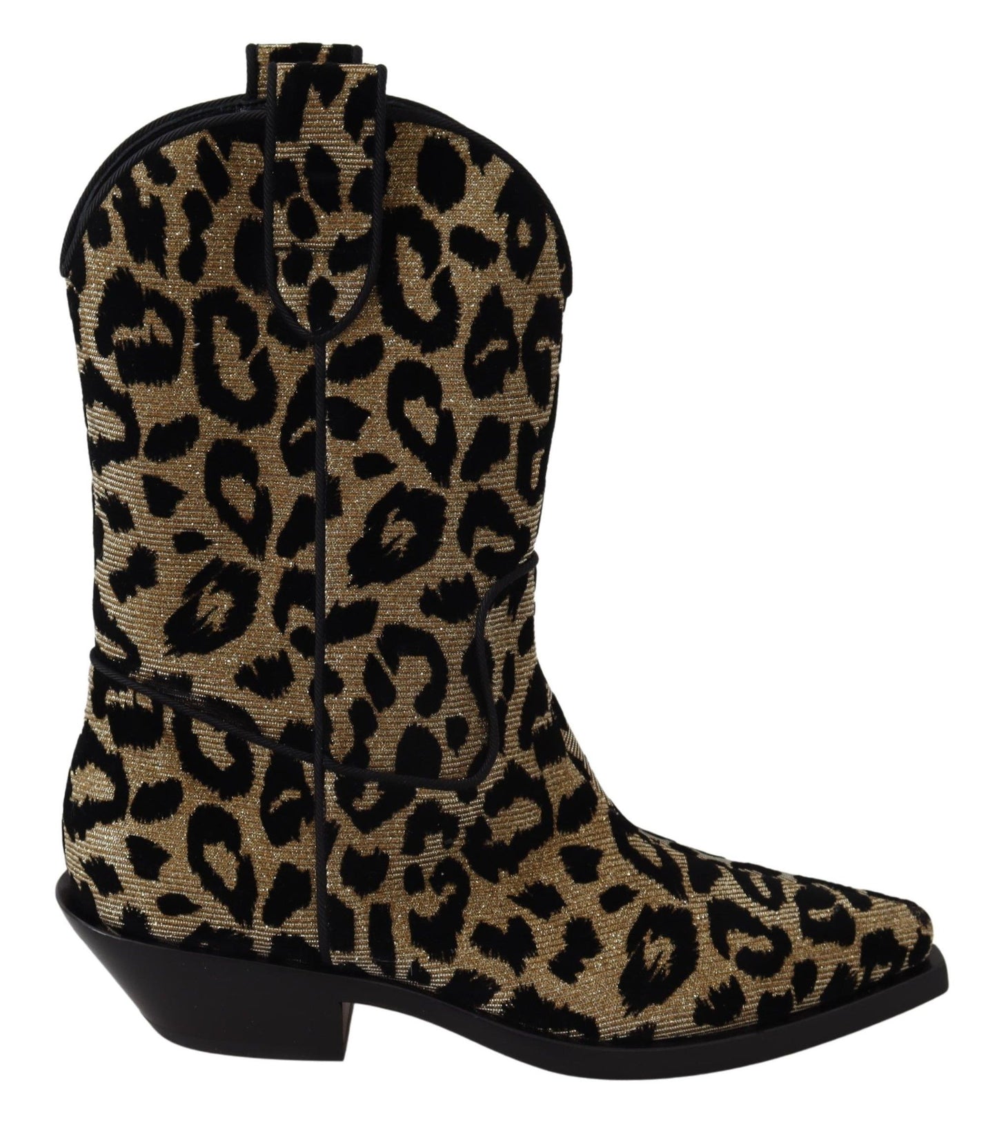 Dolce & Gabbana Gold Black Western-Inspired Luxe Boots