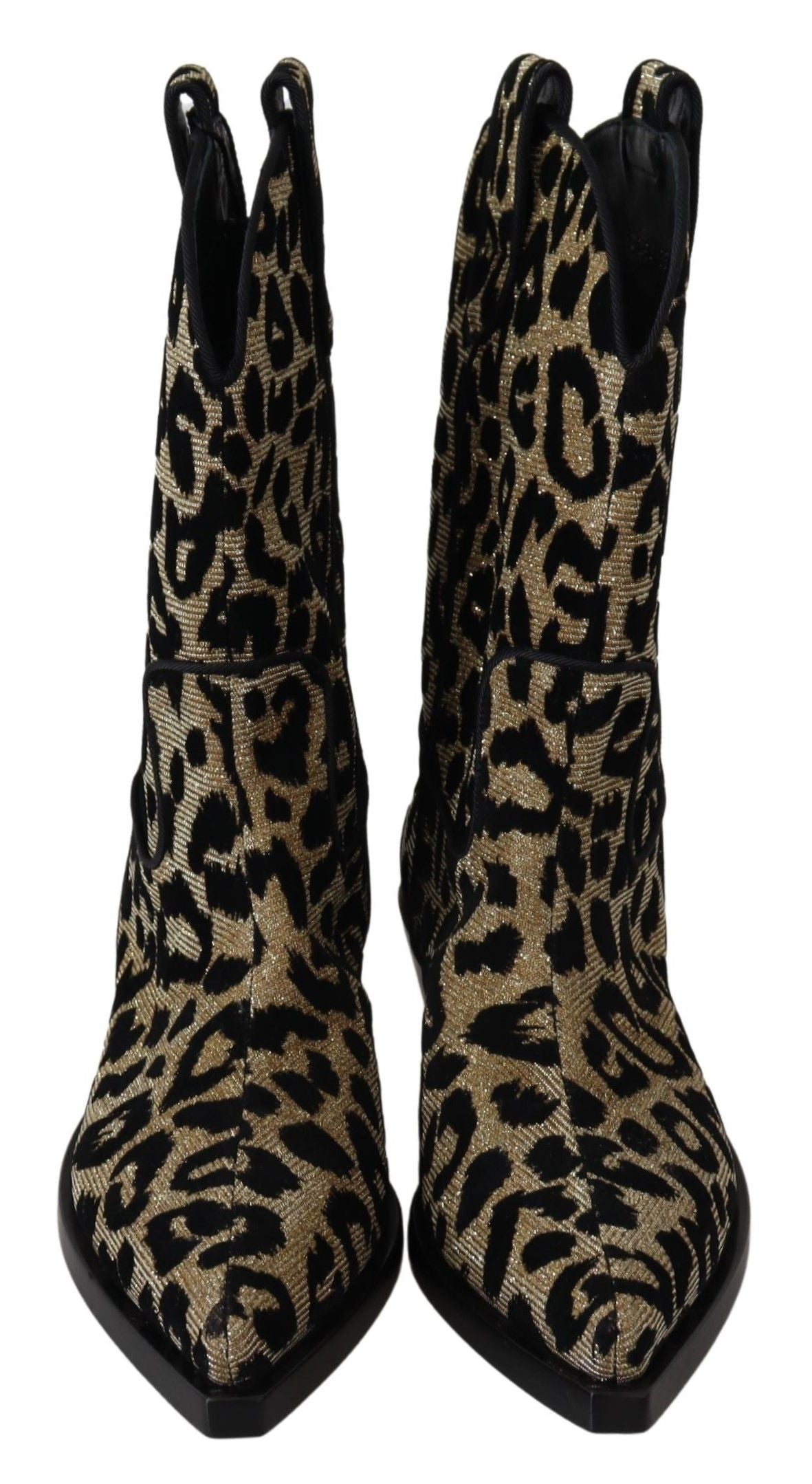 Dolce & Gabbana Gold Black Western-Inspired Luxe Boots