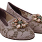 Dolce & Gabbana Enchanting Pink Lace Flats with Crystal Embellishments