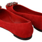 Dolce & Gabbana Crystal-Embellished Red Suede Flats