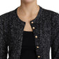 Dolce & Gabbana Elegant Chevron Wool Cardigan with Logo Buttons