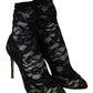 Dolce & Gabbana Elegant Black Openwork Stiletto Ankle Boots