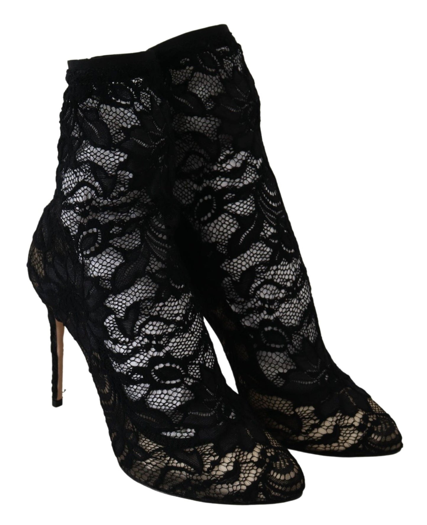 Dolce & Gabbana Elegant Black Openwork Stiletto Ankle Boots