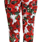 Dolce & Gabbana Elegant White Poppy Print Tapered Pants