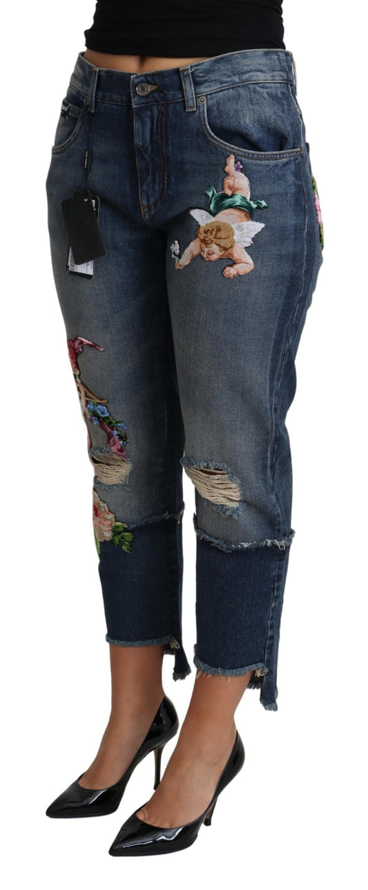 Dolce & Gabbana Floral Embroidered Cropped Capri Jeans