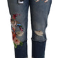 Dolce & Gabbana Floral Embroidered Cropped Capri Jeans