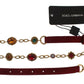 Dolce & Gabbana Red Suede Crystal Baroque Waist Belt