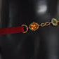 Dolce & Gabbana Red Suede Crystal Baroque Waist Belt