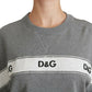 Dolce & Gabbana Sequined Logo Cotton Sweater in Gray