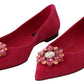 Dolce & Gabbana Embellished Crystal Suede Flats in Pink